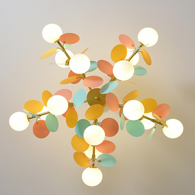 Nordic Multicolor Art Tree Led Pendant Lights Creative Designer Parlor Kid&