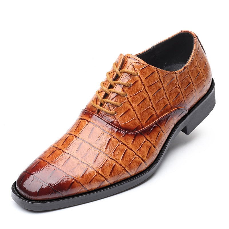 2019 Men Formal Shoes Office Social Designer Men's Crocodile Genuine Leather Wedding Luxury Elegant Male Business Dress Shoes