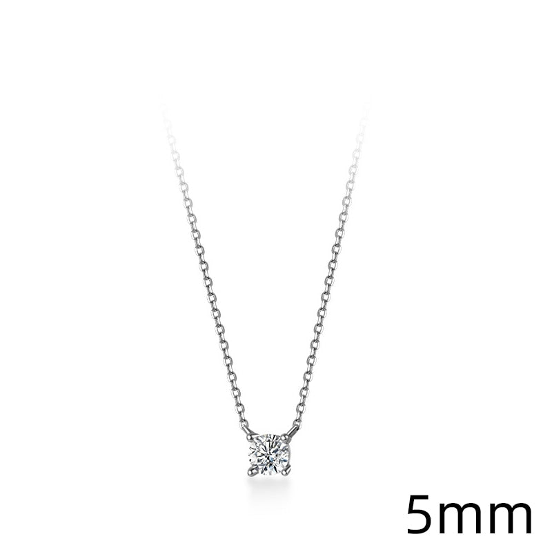 Modian Brands Simple 925 Sterling Silver Geometric Cut Sparkling Zircon Pendant Necklace for Women Wedding Engagement Jewelry