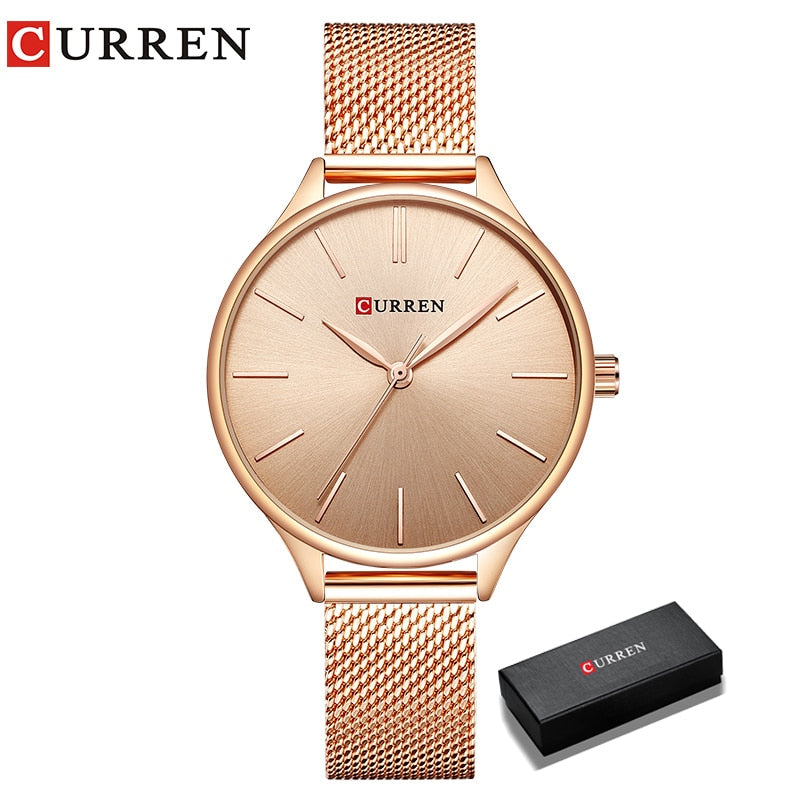 CURREN Simple Watches Hot Sale Wristwatches Women brand Fashion Dress Ladies Bracelet Watch Rose Gold Clock Gifts