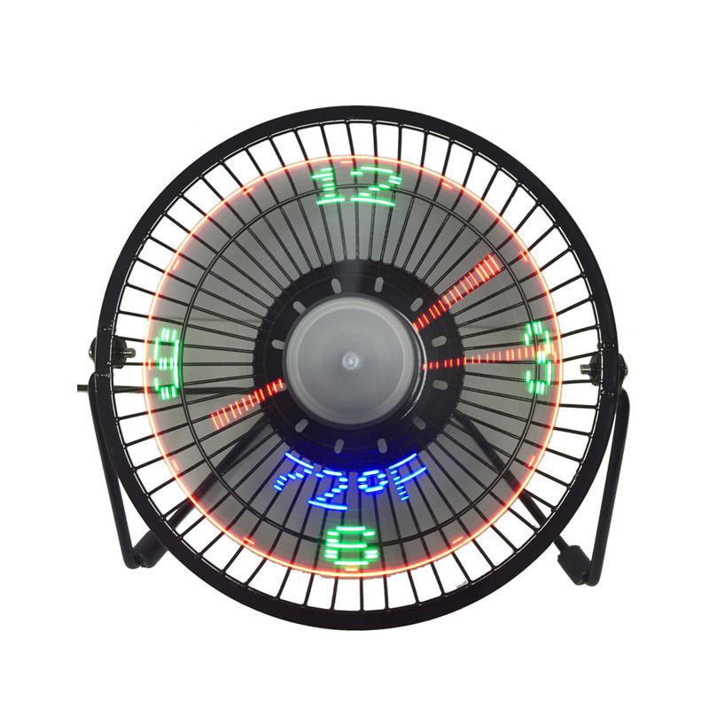 New Hot Selling USB LED Clock Mini Fan With Real Time Temperature Display Desktop 360 Cooling Fans For Home Office Summer