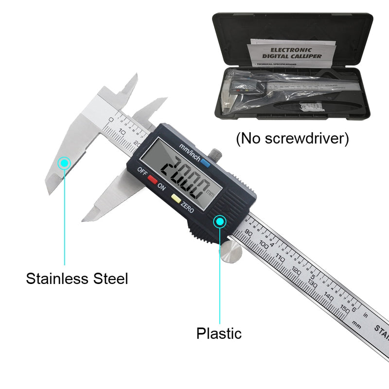 Digital Vernier Caliper 6 Inch 150mm Stainless Steel Electronic Metal Caliper Micrometer Depth Measuring Tools