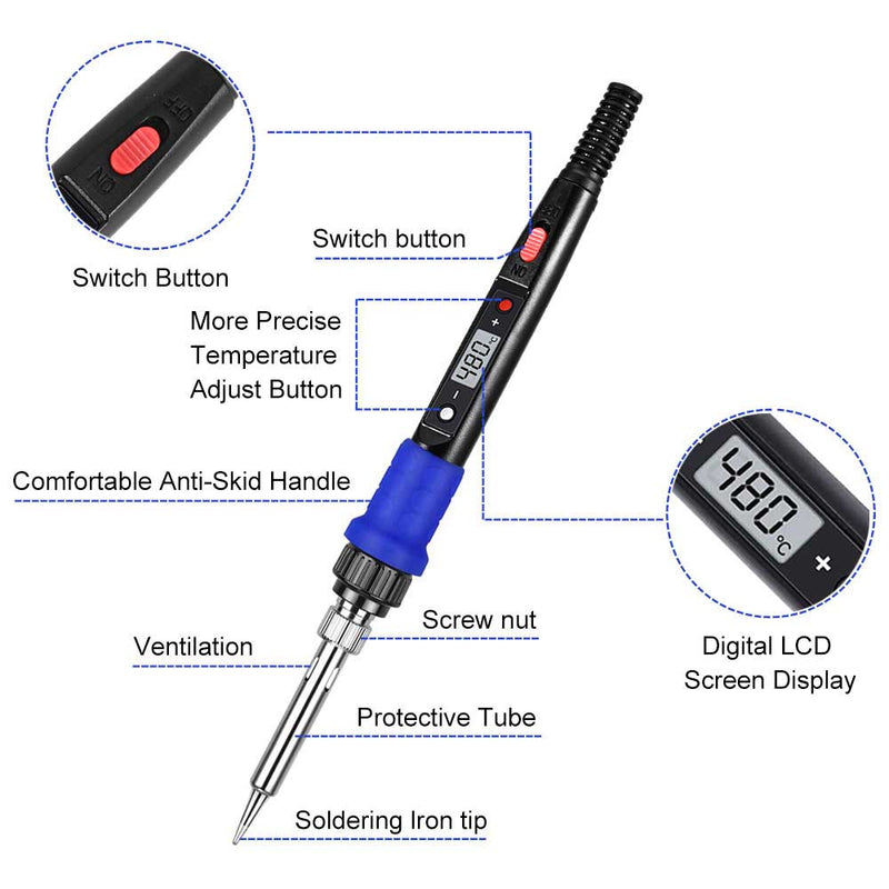 Outmotd 80W Electric Soldering Iron Kit LCD Digital Display Adjustable Temperature  220V/110V Welding Tools