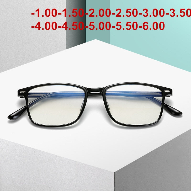 Anti-Blue Light Myopia Glasses Men Prescription Glasses Women Optical Myopic Eyeglasses -1.00-1.50-2.00-2.50-3.00-3.50-4.00