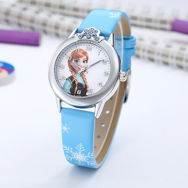 Elsa Watch Girls Elsa Princess Kids Watches Leather Strap Cute Children&