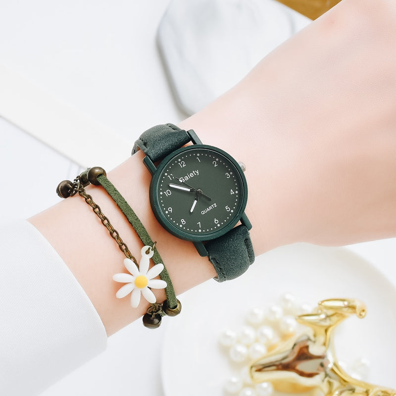 Gaiety Brand Elegant Women Leather Strap Watch Casual Ladies Quartz Wristwatch Female Bracelet With Watch Set Clocks Reloj Mujer