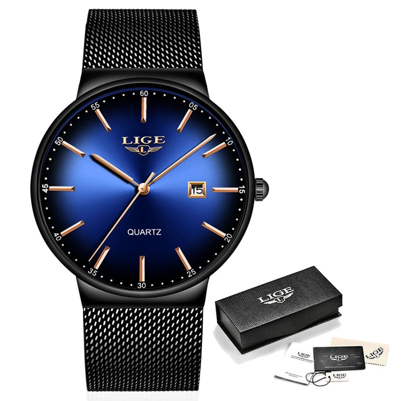 LIGE 2022 Top Brand Luxury Casual Watch For Men Waterproof Fashion Clock Quartz Watches Thin Wristwatch Hombre Relogio Masculino