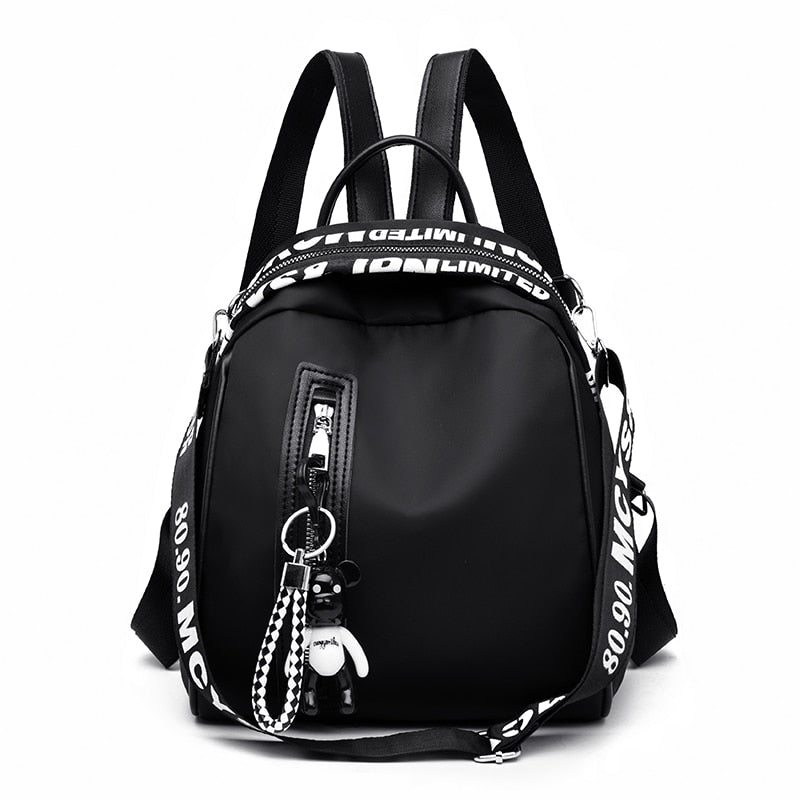 New Waterproof Nylon Women Backpack Zipper School Bags For Teenagers Girls Small Pendant Backpack Female Multifunction Rucksack