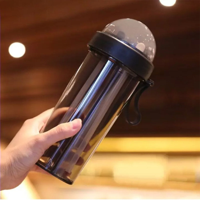 420/750ML Double Drinking Cup Double Straw Couple Water Mug Dual Purpose Portable Large Kettle Student Outdoor Water Bottle