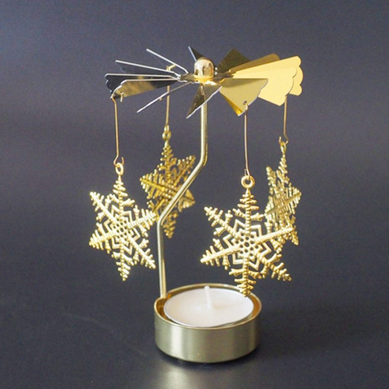 Rotating Spinning Candle Holder Wedding Party Christmas Home Decoration Metal Tealight Candlestick