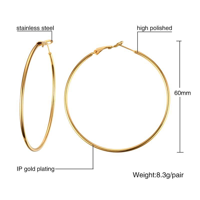 Vnox Large Star Hoop Earrings for Women Silver Color Not Fade