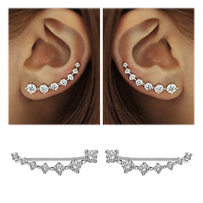 REETI New High Quality Super Shiny Zircon 925 Sterling Silver  Earring for Women Jewelry Wholesale Gift Ear row