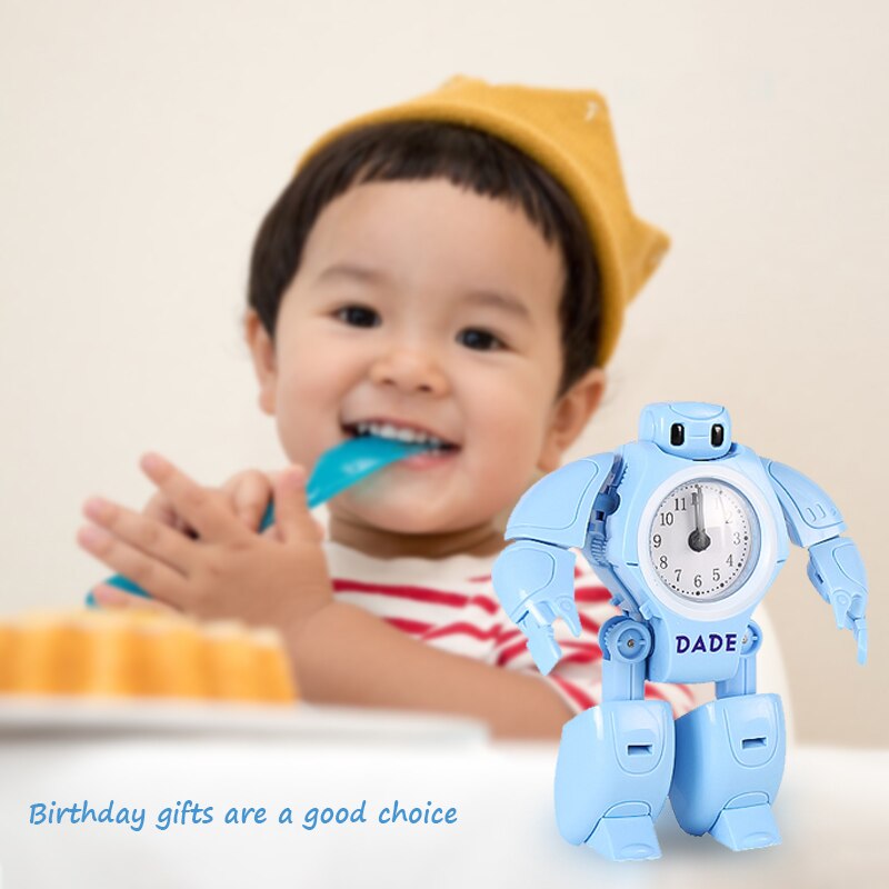 Child Robot Alarm Clock Kid Toy Deformation Robot Table Clocks 2 Model Shape Creative Cartoon Desk Clock Students Kids Gift