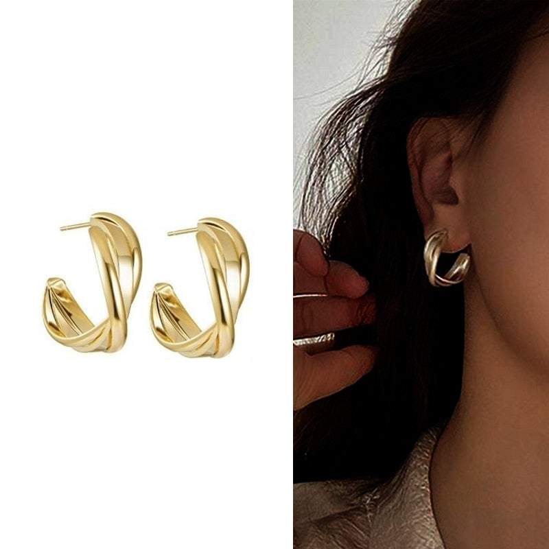 Geometric Metal Earrings for Women Jewelry Gift Irregular Circle Square Earrings Femme Cold Fashion Korean Women&