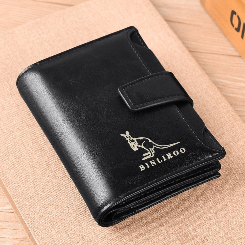 PU Leather Wallet For Men Vertical Short Zipper Coin Purse Business credit card ID Holder cover money bag Wallets RFID