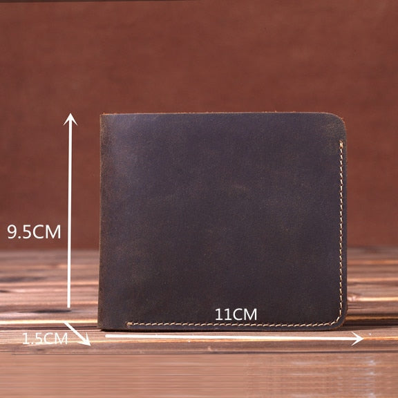 Retro Handmade Genuine Leather Men Wallets with Zipper Coin Pocket Wallet Male Personalised Portomonee Man