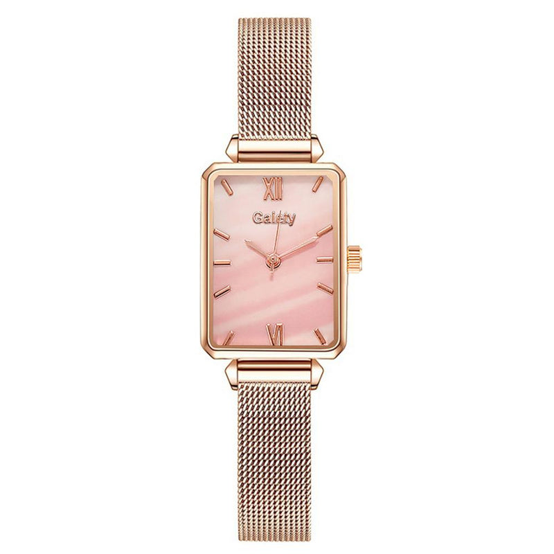 Gaiety Brand Women Watches Fashion Square Ladies Quartz Watch Bracelet Set Green Dial Simple Rose Gold Mesh Luxury Women Watches