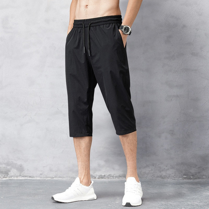 Male Bermuda Board Quick Drying Beach Black Men&#39;s Long Shorts Men&#39;s Shorts Summer Breeches 2022 Thin Nylon 3/4 Length Trousers