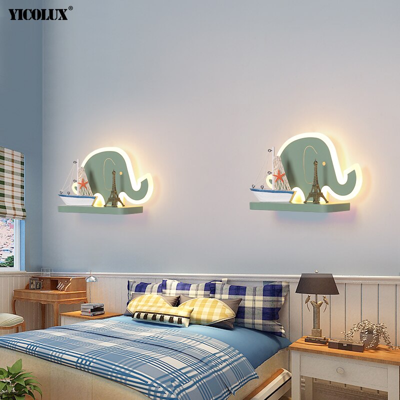 Bedroom Lighting Modern LED Wall Lamps for baby Bedside Indoor Lights Wandlamp Luminaire Bear Elephant Shape Iron Fixture Abajur