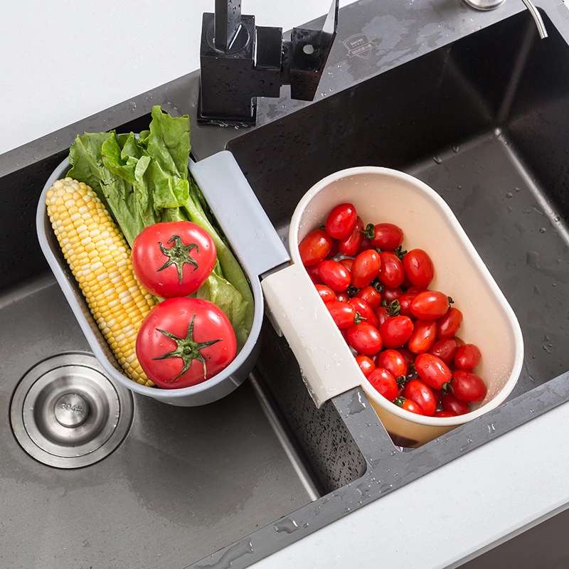 Kitchen Triangular Sink Strainer Drain Fruit Vegetable Drainer Sponge Rack Storage Tool Basket Suction Cup Sink Filter Rack Tool