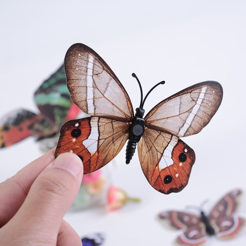 12Pcs DIY Lifelike 3D Multicolor Butterfly Magnet Fridge Magnet Wall Stickers Kids Baby Rooms Kitchen Home Decoration Free Glue