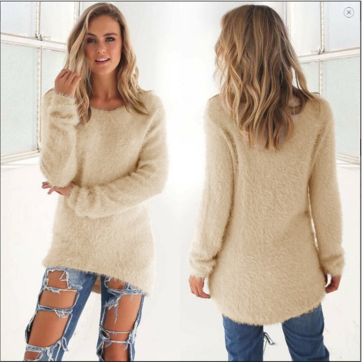 Super Soft And Comfortable Self-Cultivation Solid Color O Neck Pullover Women&