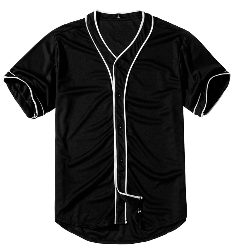 Harajuku Solid Baseball Jersey T Shirt Short Sleeve Street Hip Hop Baseball Top Shirts Button Cardigan Black White Sport Shirt