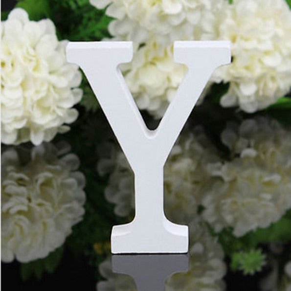 White Wooden Letter English Alphabet DIY Personalised Name Design Art Craft Free Standing Heart Wedding Home Decor