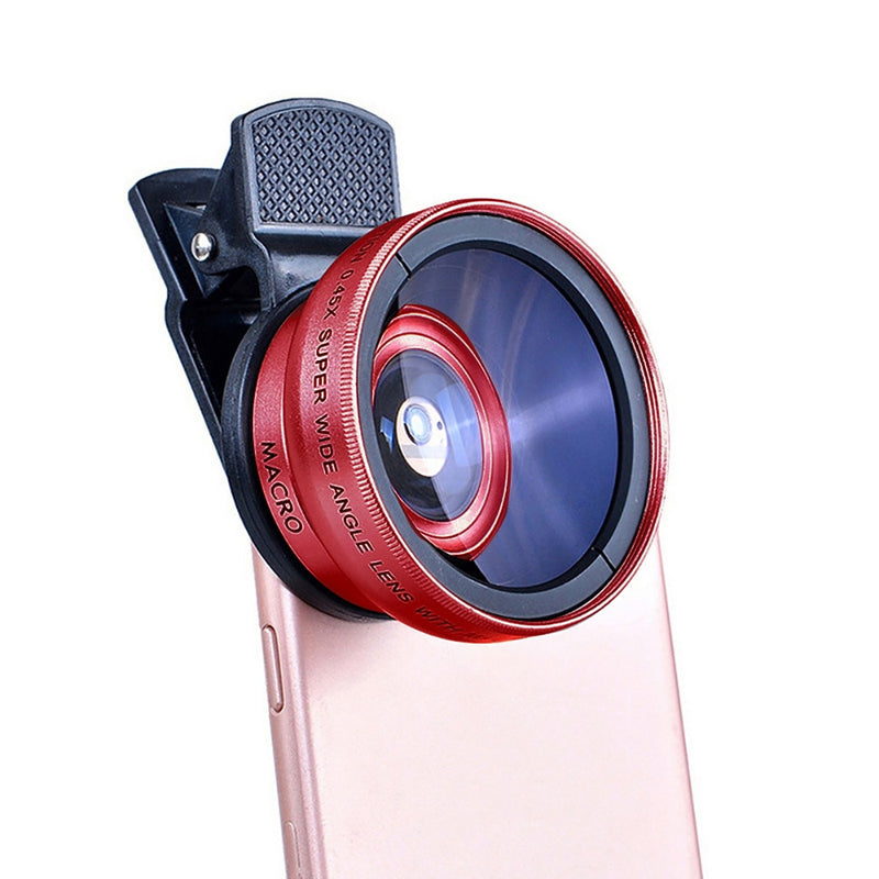 2 IN 1 Lens Universal Clip 37mm Mobile Phone Lens Professional 0.45x 49uv Super Wide-Angle + Macro HD Lens For iPhone Android