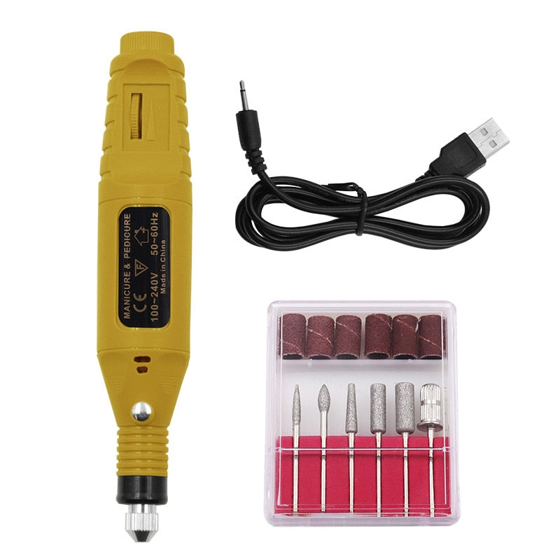 Nail Manicure USB Mini Electric Grinding Variable Speed Rotary Tool Kit Drill Bit Engraving Pen for Milling and Polishing Tools