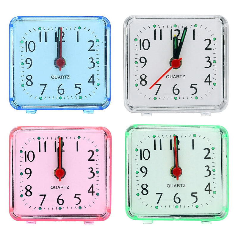 Portable Square Small Bed Alarm Clock Mini Travel Quartz Beep Clock Children Student Desk Bedside Desk Table Alarm Clocks Home