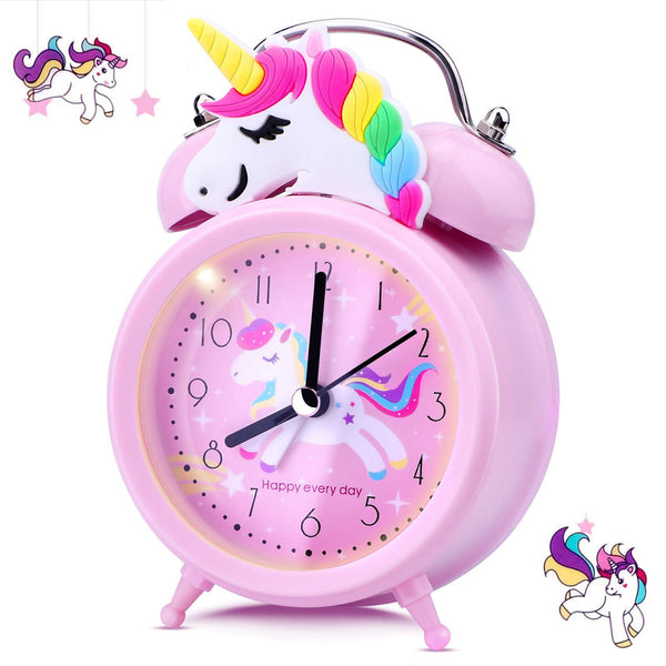 Pink Unicorn Kids Alarm Clock Double Bell Clock with Backlight Cute Desk Clock Home Decoration Будильник Kid Gifts reveil enfant