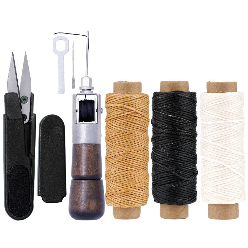 LMDZ Professional Leather Craft Tools Kit Leather Hand Sewing Repair Kit Stitching Punch Carving Work Groover Set DIY Tool Set