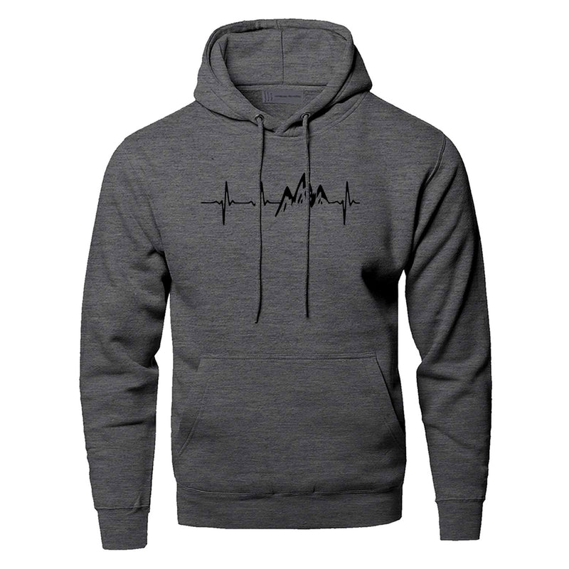 Mountain Heartbeat Hoodies Sweatshirt Men Sound Ray Diagram Hooded Sweatshirt Hoodie Winter Autumn Print Black Gray Sportswear