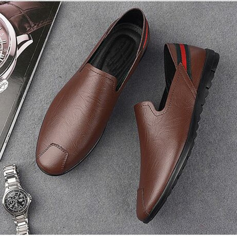 mens soft driving shoes Genuine pu leather shoes for men sneakers Male Adult handmade Slip On Flat Boat Shoes Man footwear