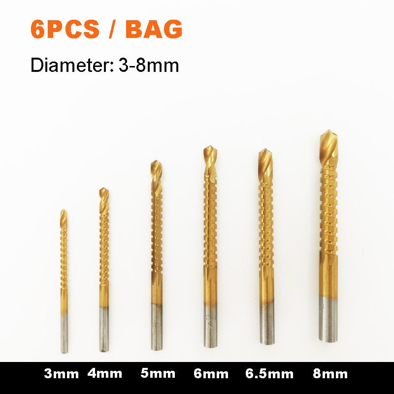 Drill Bit Set 6pcs/bag High Speed Stee Woodworking Tools Wood Punching Slotting Sets Of Hand Tools Multi Function Metal Drills
