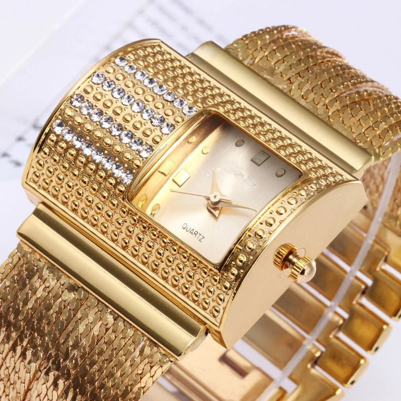 Creativity 2022 Fashion Luxury Ladies Wrist Watches Top Brand Gold Steel Strap Waterproof Women&