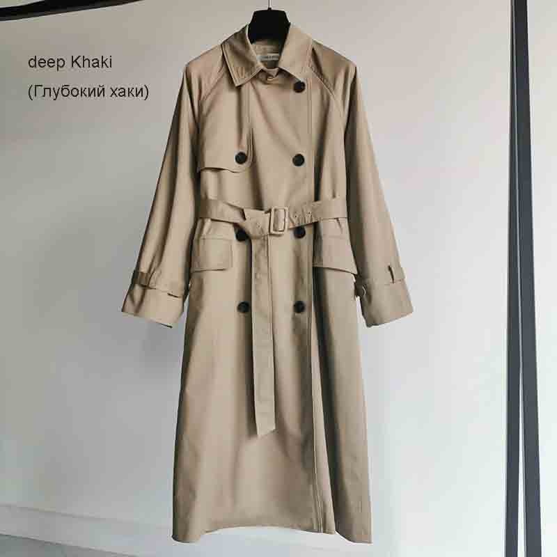 UK Brand new Fashion 2022 Fall /Autumn Casual Double breasted Simple Classic Long Trench coat with belt Chic Female windbreaker