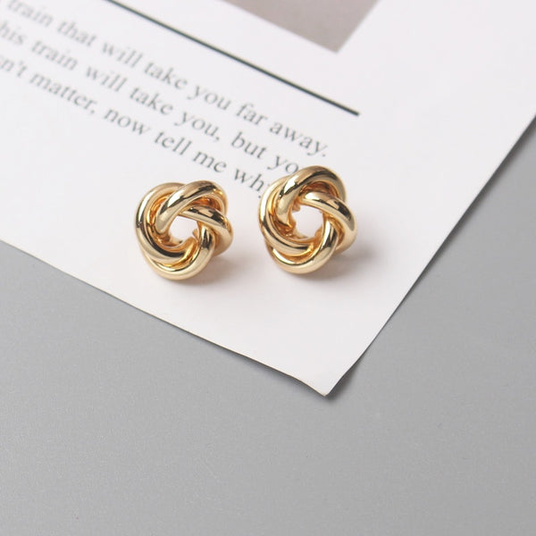 Tiny Metal Stud Earrings for Women Gold Color Twist Round Earrings Small Unusual Earrings boucles d&#39;oreilles Fashion Jewelry