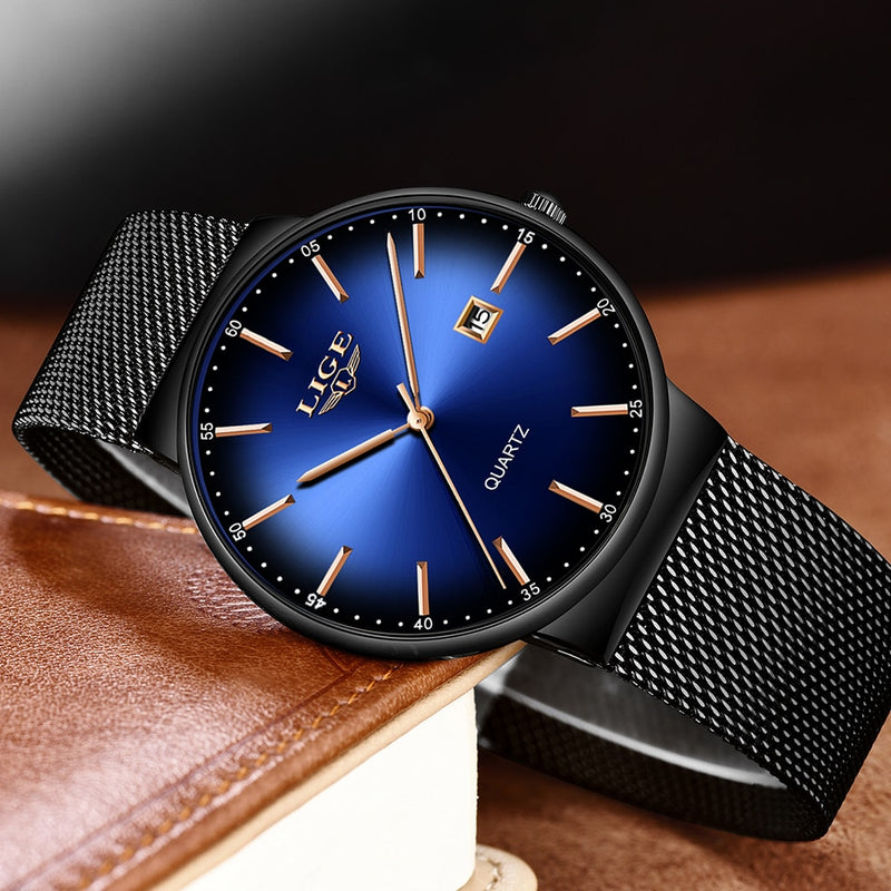 LIGE 2022 Top Brand Luxury Casual Watch For Men Waterproof Fashion Clock Quartz Watches Thin Wristwatch Hombre Relogio Masculino