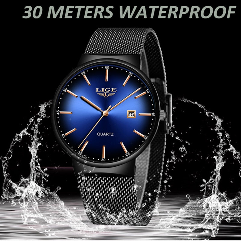 LIGE 2022 Top Brand Luxury Casual Watch For Men Waterproof Fashion Clock Quartz Watches Thin Wristwatch Hombre Relogio Masculino