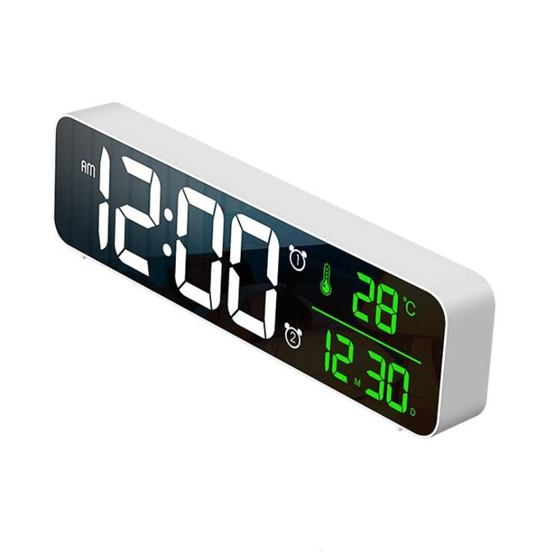 LED Digital Alarm Clock Snooze Temperature Date Display USB Desktop Strip Mirror LED Clocks for Living Room Decoration