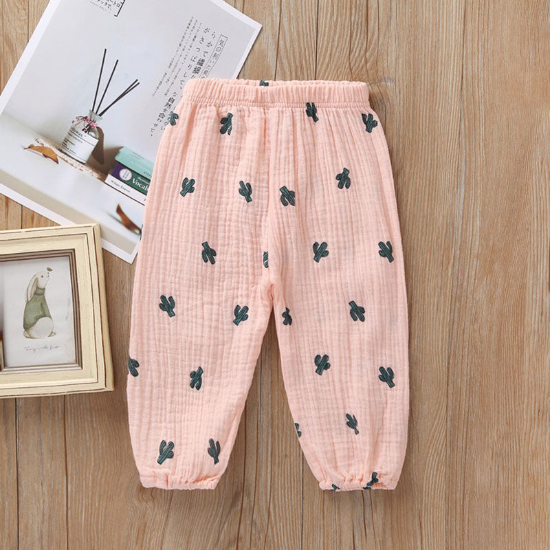 New 2-7y 2022 Summer Solid Color Linen Pleated Children Ankle-length Pants for Baby Boys Pants Harem Pants for Kids Child