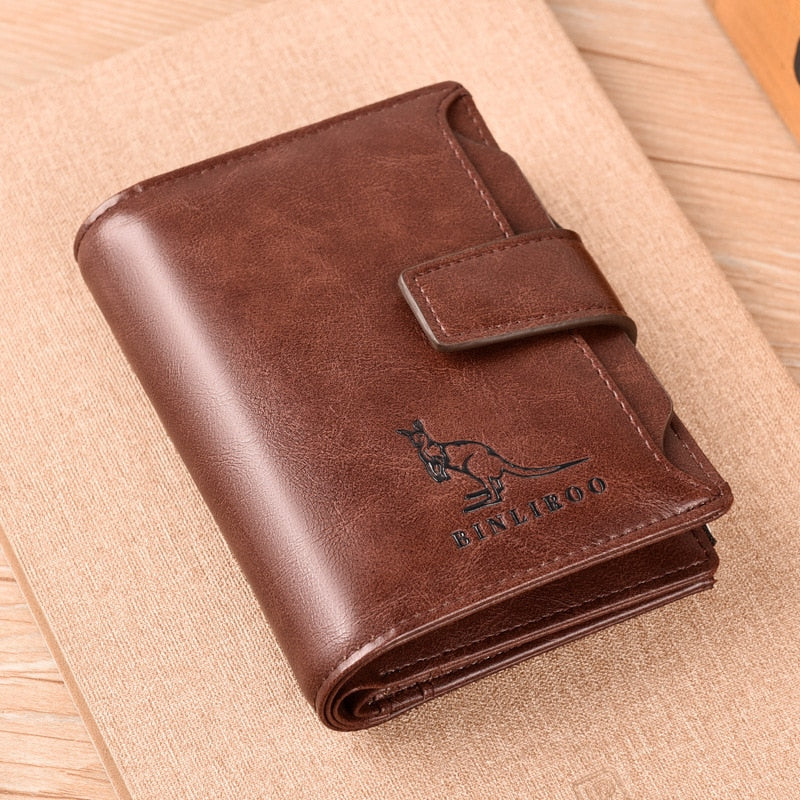 PU Leather Wallet For Men Vertical Short Zipper Coin Purse Business credit card ID Holder cover money bag Wallets RFID