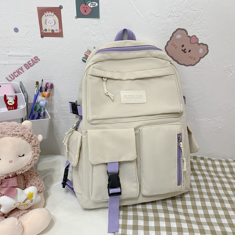 2022 New Trendy Korean Version Large-capacity School Bag Lightweight Simple Travel Backpack Teen Girls Many Pockets Backpacks