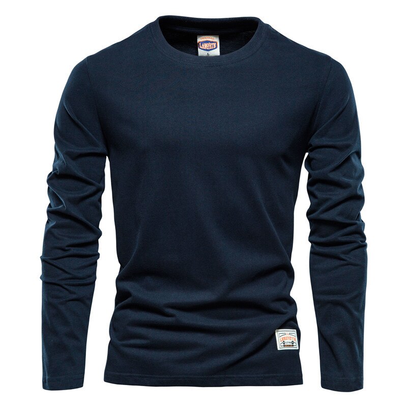 BOLUBAO Cotton Long Sleeve T shirt For Men Solid Spring Casual Mens T-shirts High Quality Male Tops Classic Clothes Male T-shirt