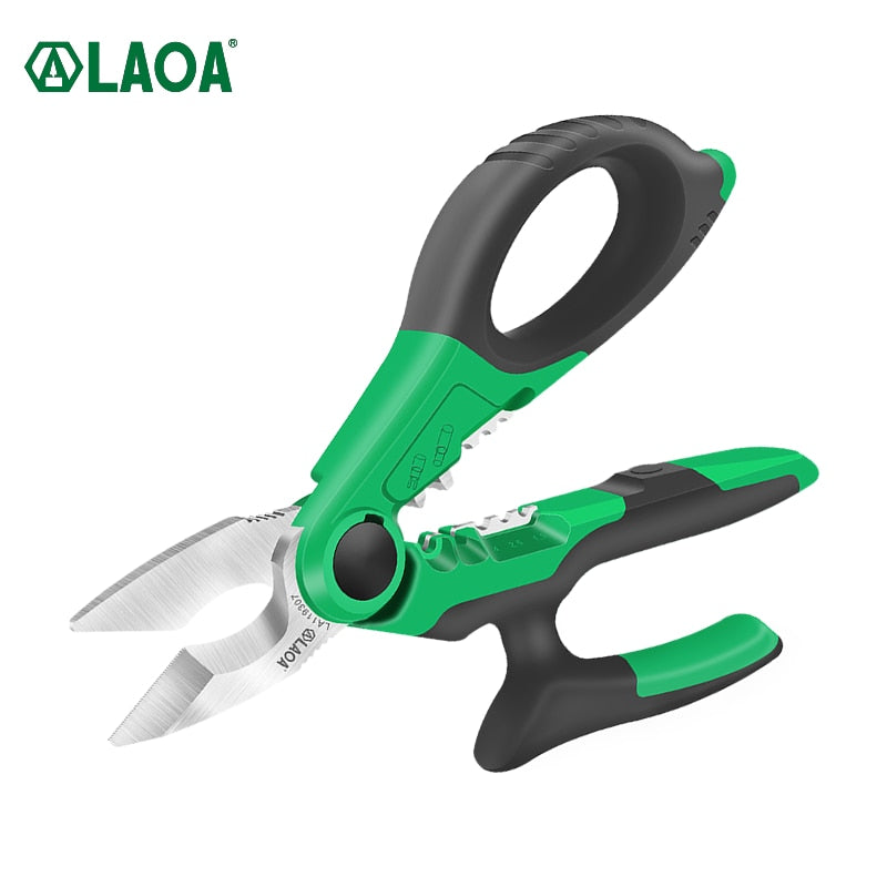 LAOA 7 Inch Electrician Scissors 1.5-4mm² Wire Cutter Stripping Cutting Terminal Crimping Household Shears Tools