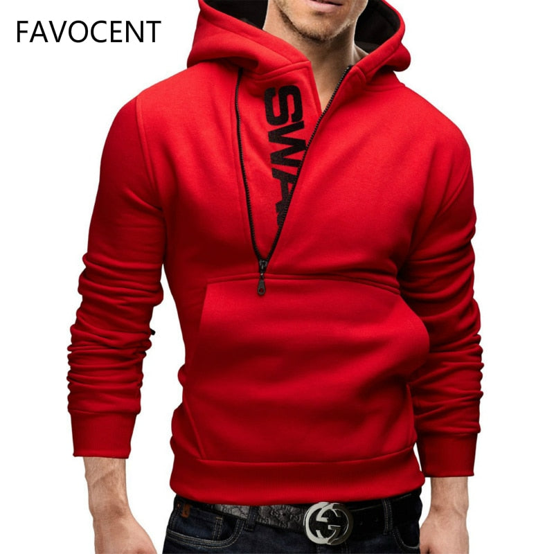 FAVOCENT Hoodie Oblique Zipper Solid Color Hoodies Men Fashion Letter Tracksuit Male Sweatshirt Hoody Mens Purpose Tour M-6XL