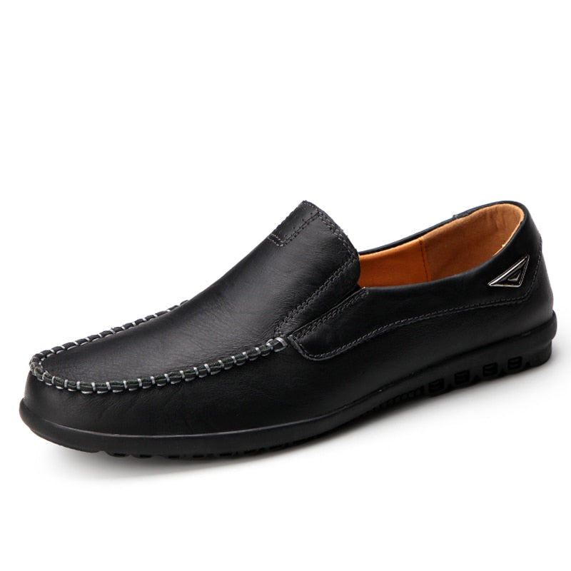 Genuine Leather Men Casual Shoes KEZZLY Brand 2021 Mens Loafers Moccasins Breathable Slip on Black Driving Shoes Plus Size 37-47