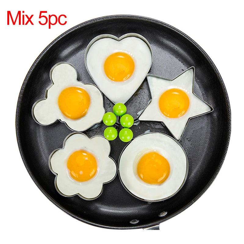 Stainless Steel 5Style Fried Egg Pancake Shaper Omelette Mold Mould Frying Egg Cooking Tools Kitchen Accessories Gadget Rings